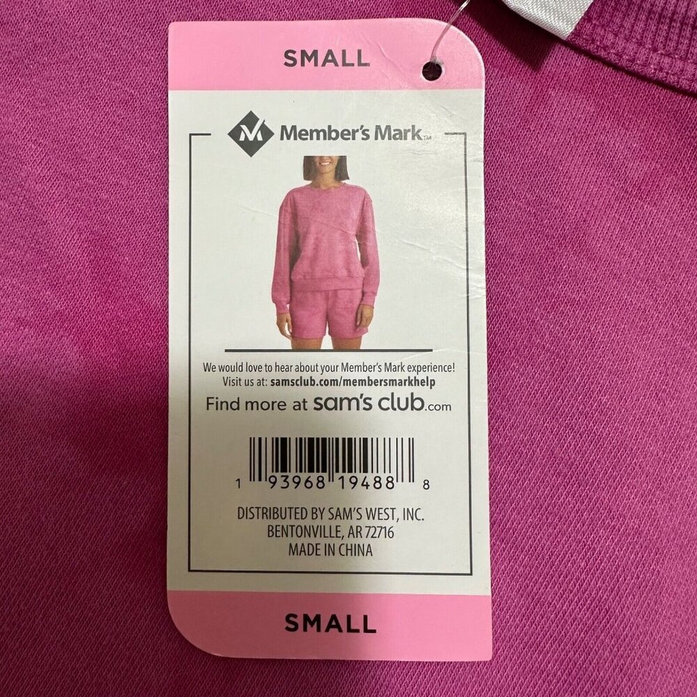 Members Mark WomenSize S Tropical Pink Tie Dye Relaxed Fit Sweatshirt NWT - Picture 4 of 4